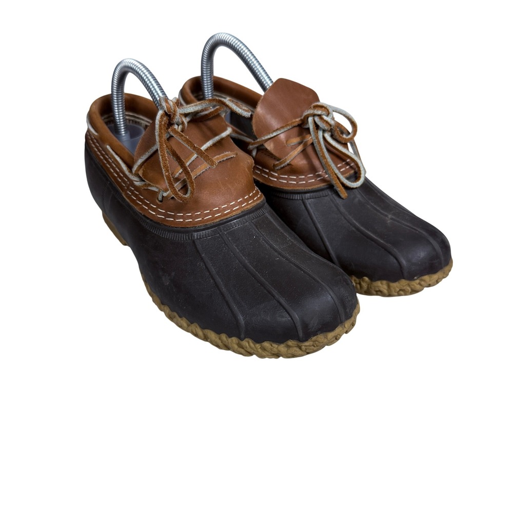 L.L. Bean Gumshoes Mens 7 Brown Leather Rubber Waterproof Duck Boots Low Top